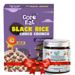 CoreEat's Breakfast Crunch & Spread Combo - Hazelnut Chocolate Spread + Black Rice Choco Crunch