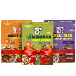 CoreEat's Breakfast Crunch Combo - Multi Grain Choco Fills +  Black Rice Choco Crunch + Moringa Choco Crunch