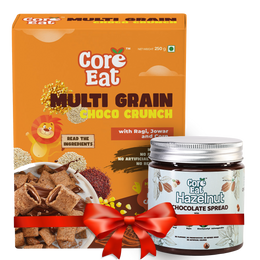 CoreEat's Breakfast Crunch & Spread Combo - Hazelnut Chocolate Spread + Multi Grain Choco Fills